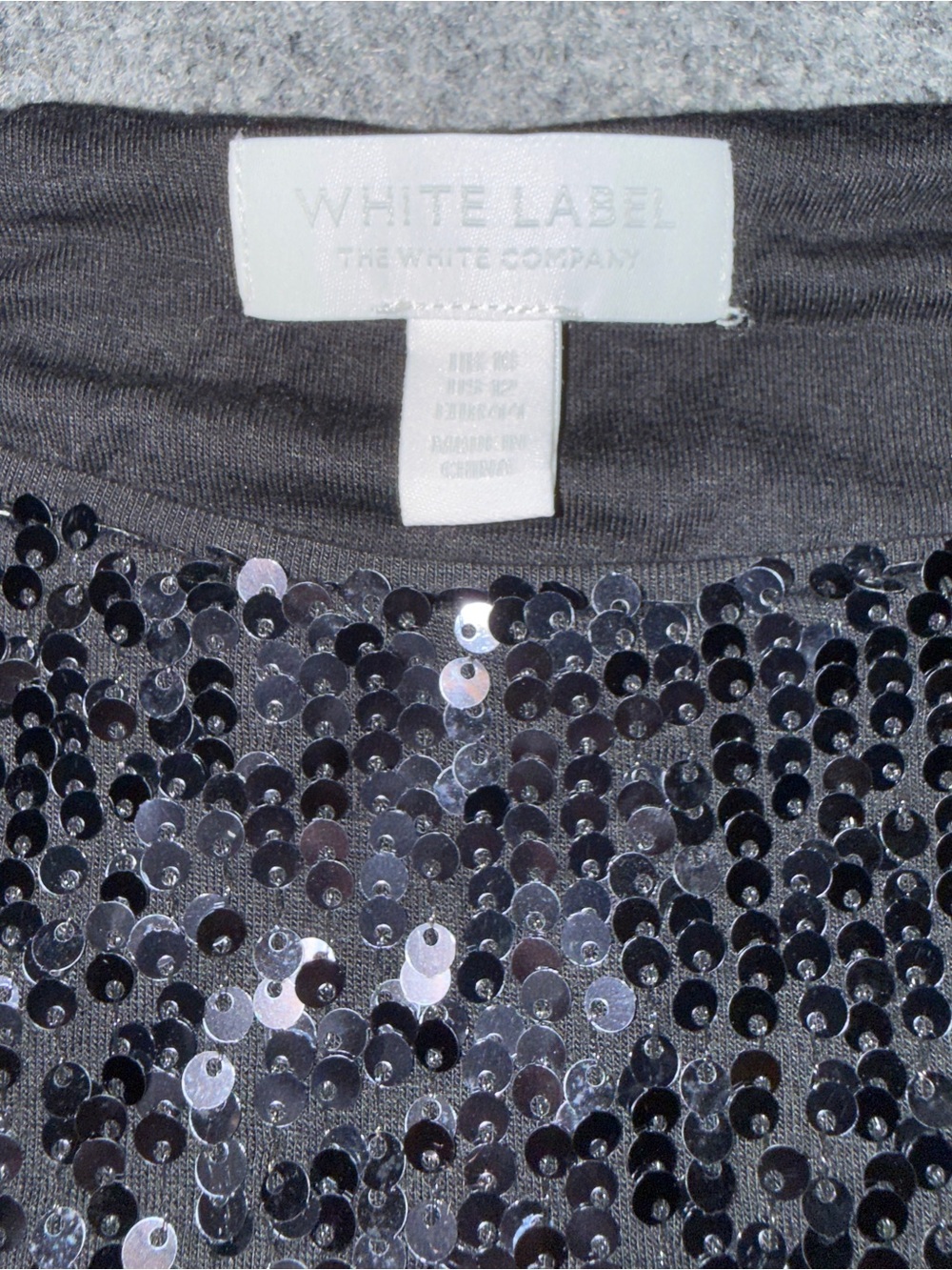 The White Company Black Sequin Long-Sleeve Top NWOT Size 12 - Picture 4 of 8